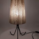 Vintage tripod lamp with rope shade