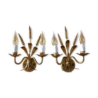Pair of golden wheat splls Maison Masca 1970