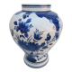 Ceramic vase earthenware, blue floral decoration on a white background