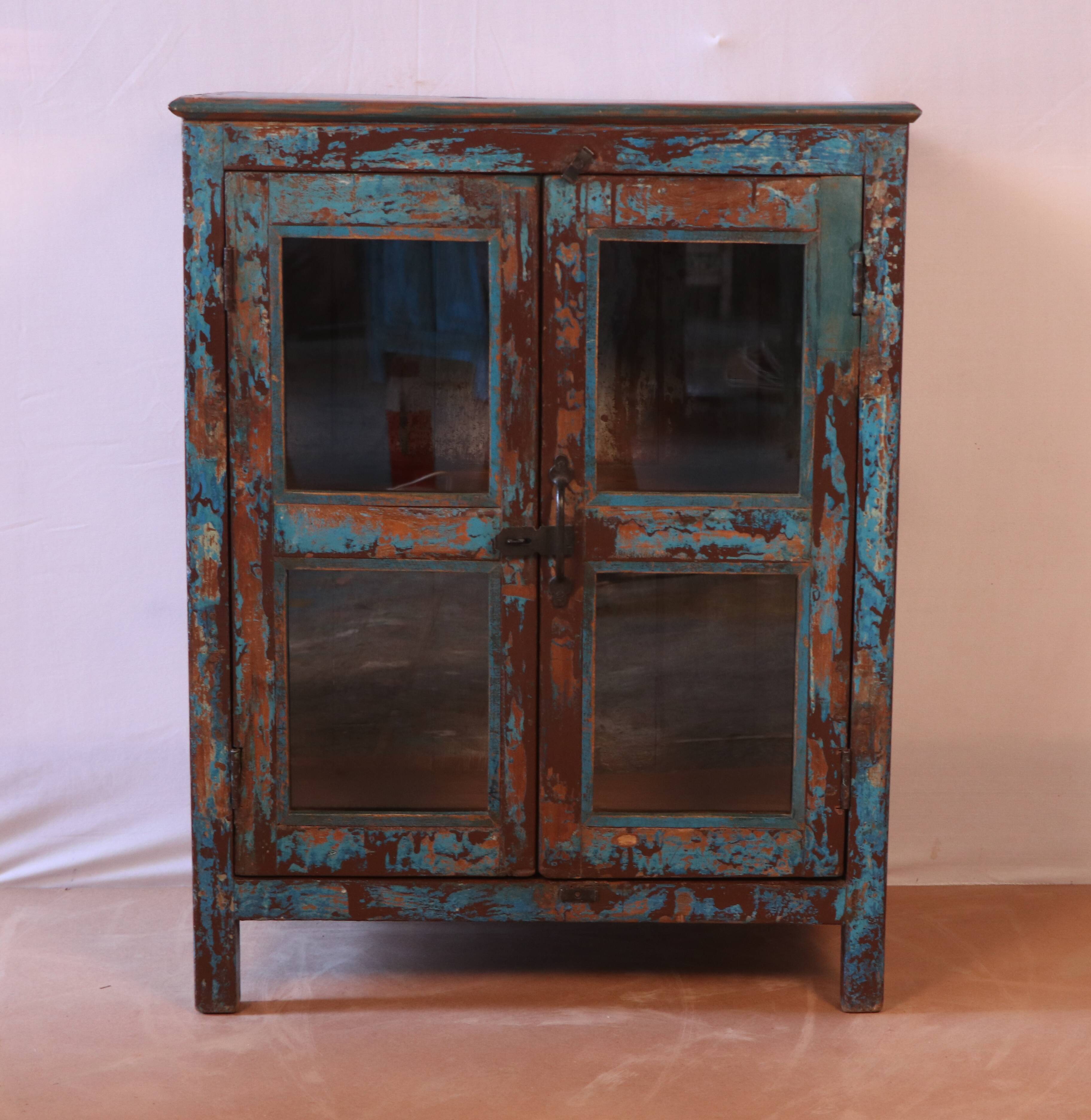 Old Burmese teak pantry original blue patina