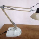 articulated architect lamp with white cast iron base, industrial style
