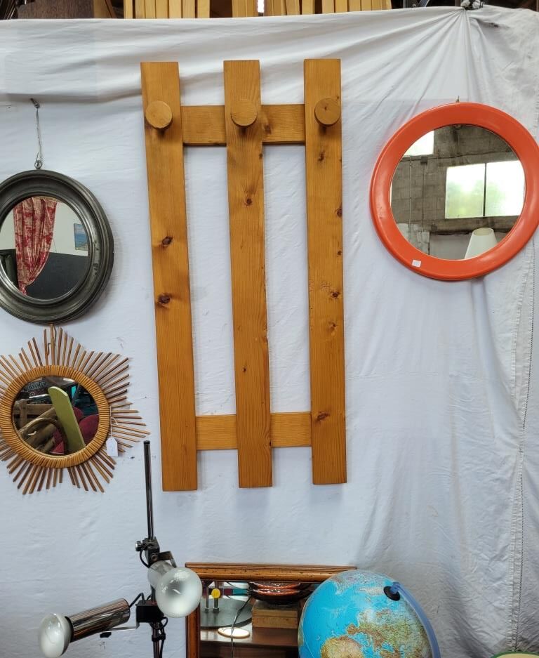 Pine coat rack, 70s.