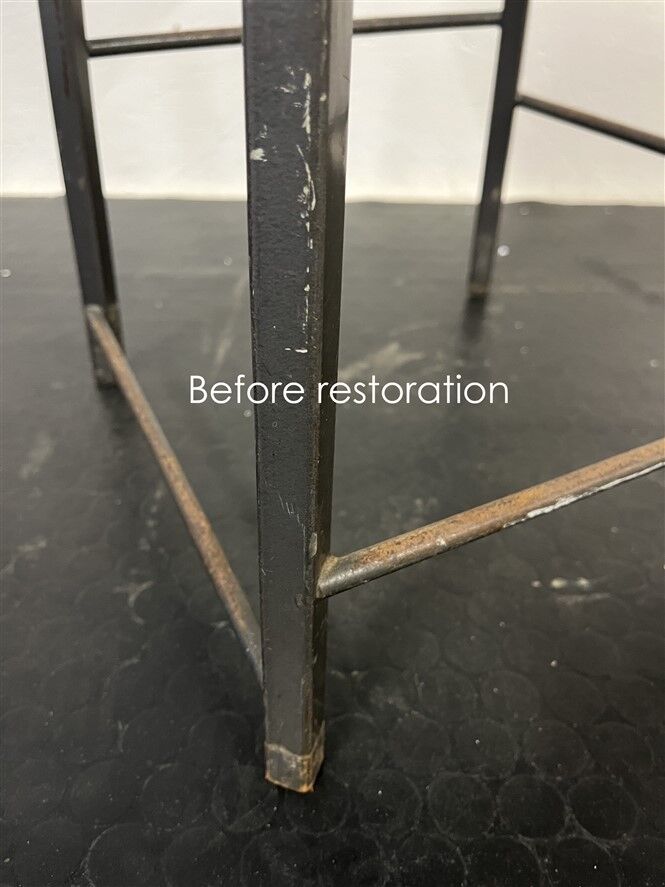 Extraordinary Danish workshop stool / fully restored / teak / steel / mid-century modern design / industrial / 1960s