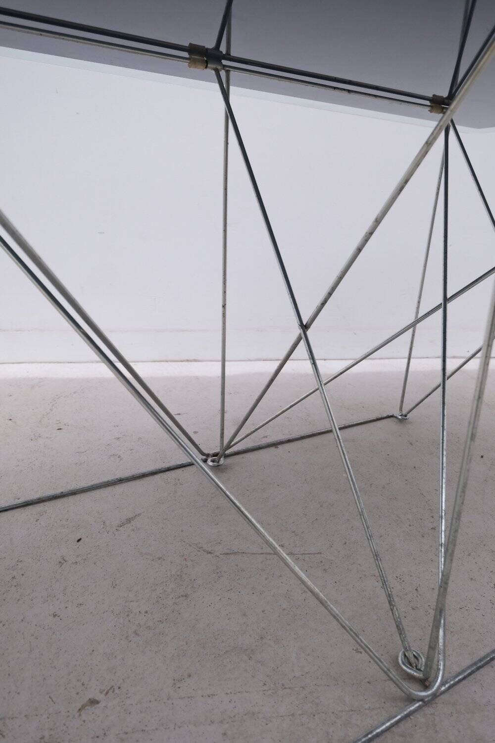 Max Sauze dining table in metal and enameled glass, 1960