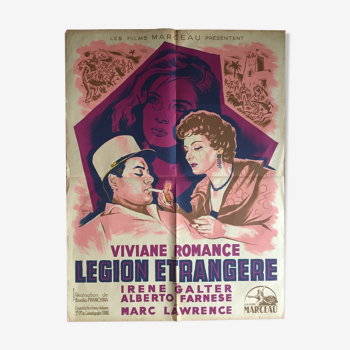 Affiche cinéma "Légion étrangère" Vivane Romance, Algérie 60x80cm 1953
