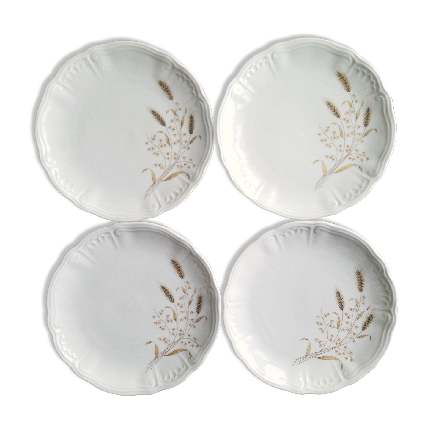 Set of 4 plates with Bavaria wheat ear desserts