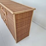 Italian Bamboo and Rattan Chest of Drawers or Credenza, 1980s