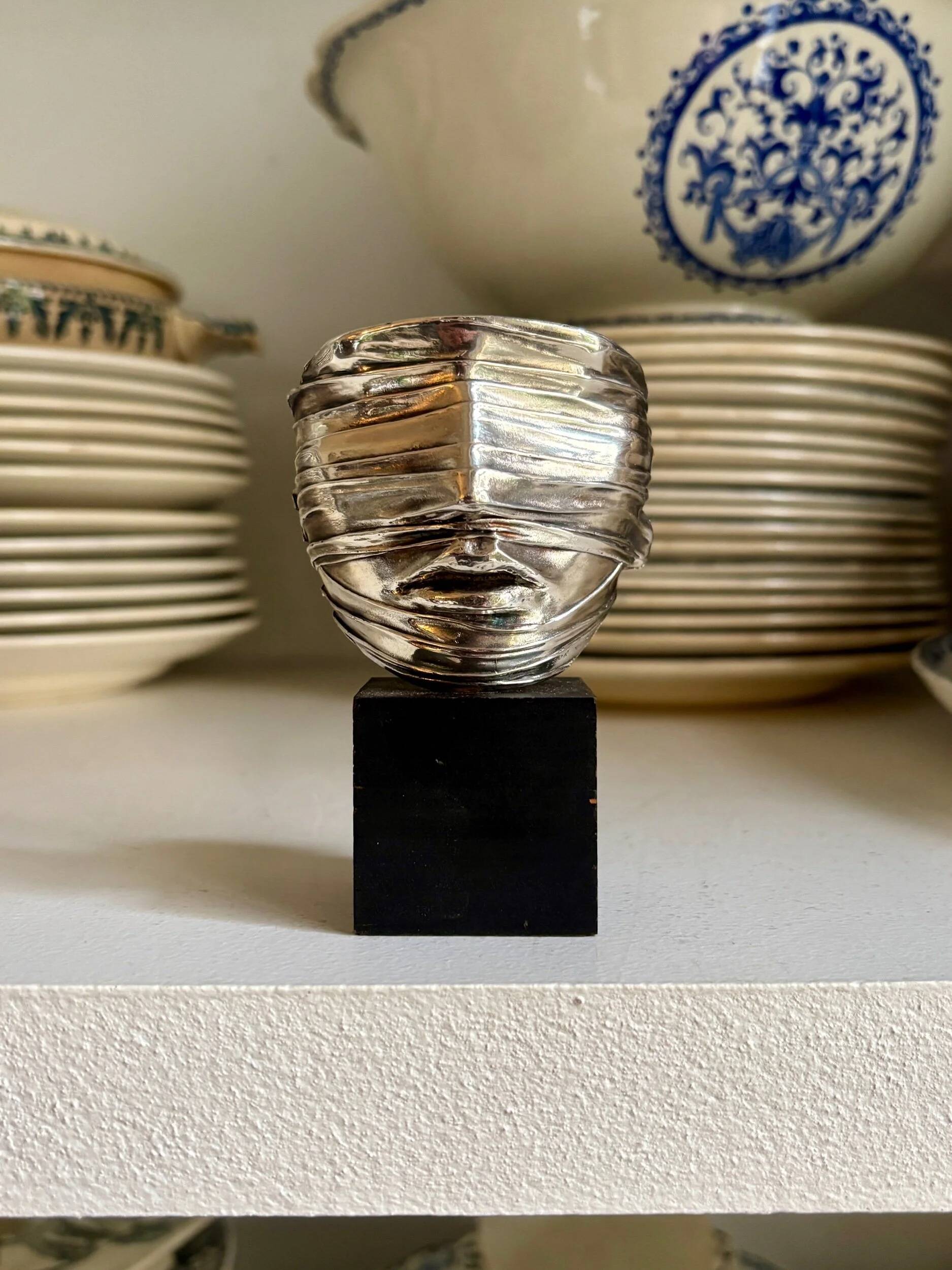 Silver-plated metal sculpture signed Igor Mitoraj for Christofle, 1977