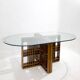 Table à manger en bois et verre, Italie 1960