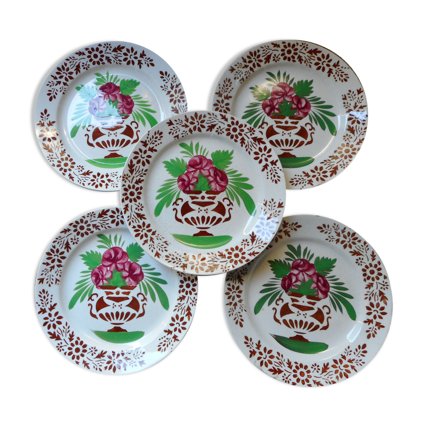 Lot de 5 assiettes faïence de Sarreguemines