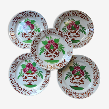 Lot de 5 assiettes faïence de Sarreguemines