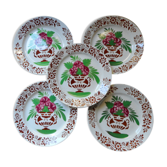 Lot de 5 assiettes faïence de Sarreguemines