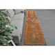 Vintage Turkish hand-knotted wool cotton orange runner rug 83x388