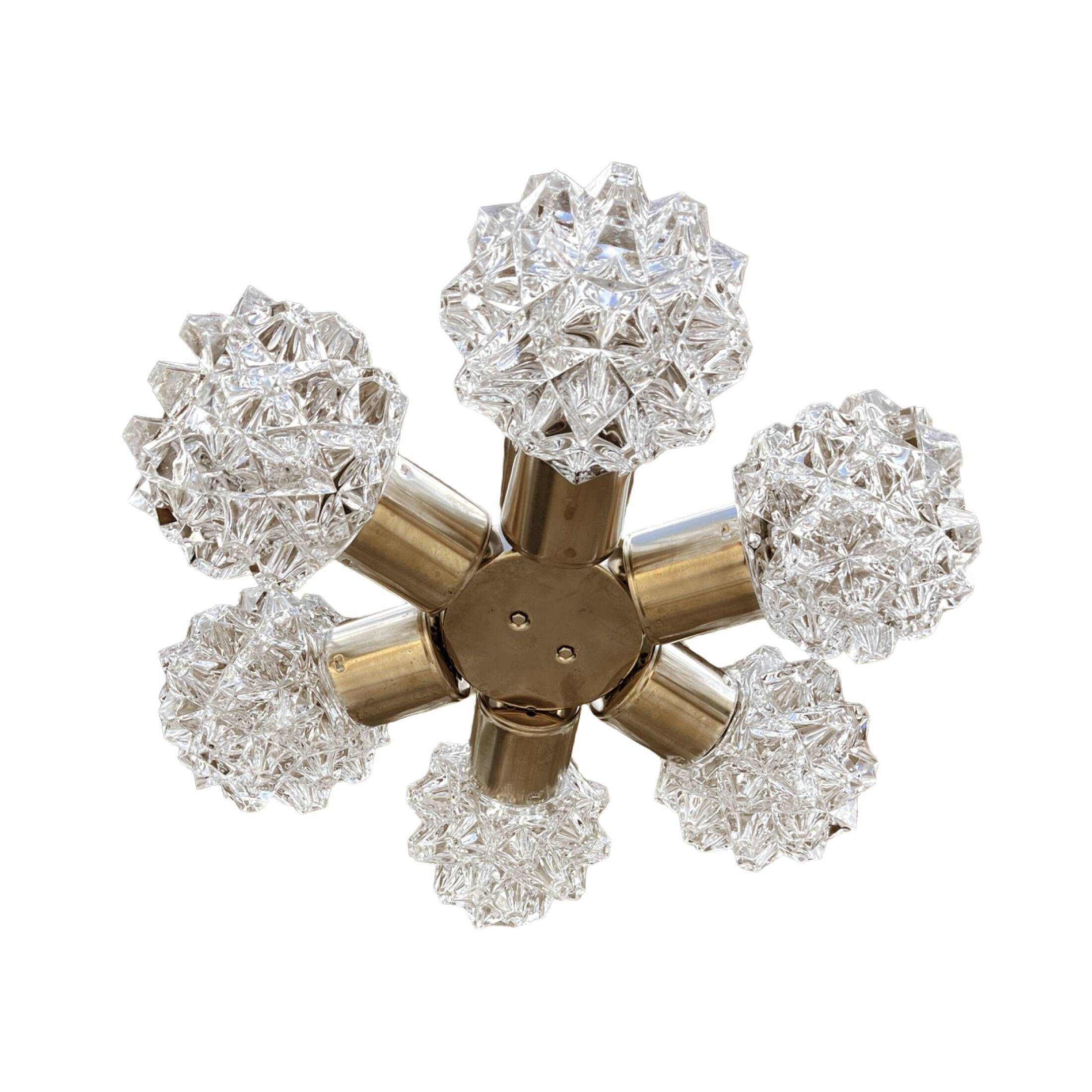 Sputnik chandelier, Kamenicky Senov, Czechoslovakia, 1970s.