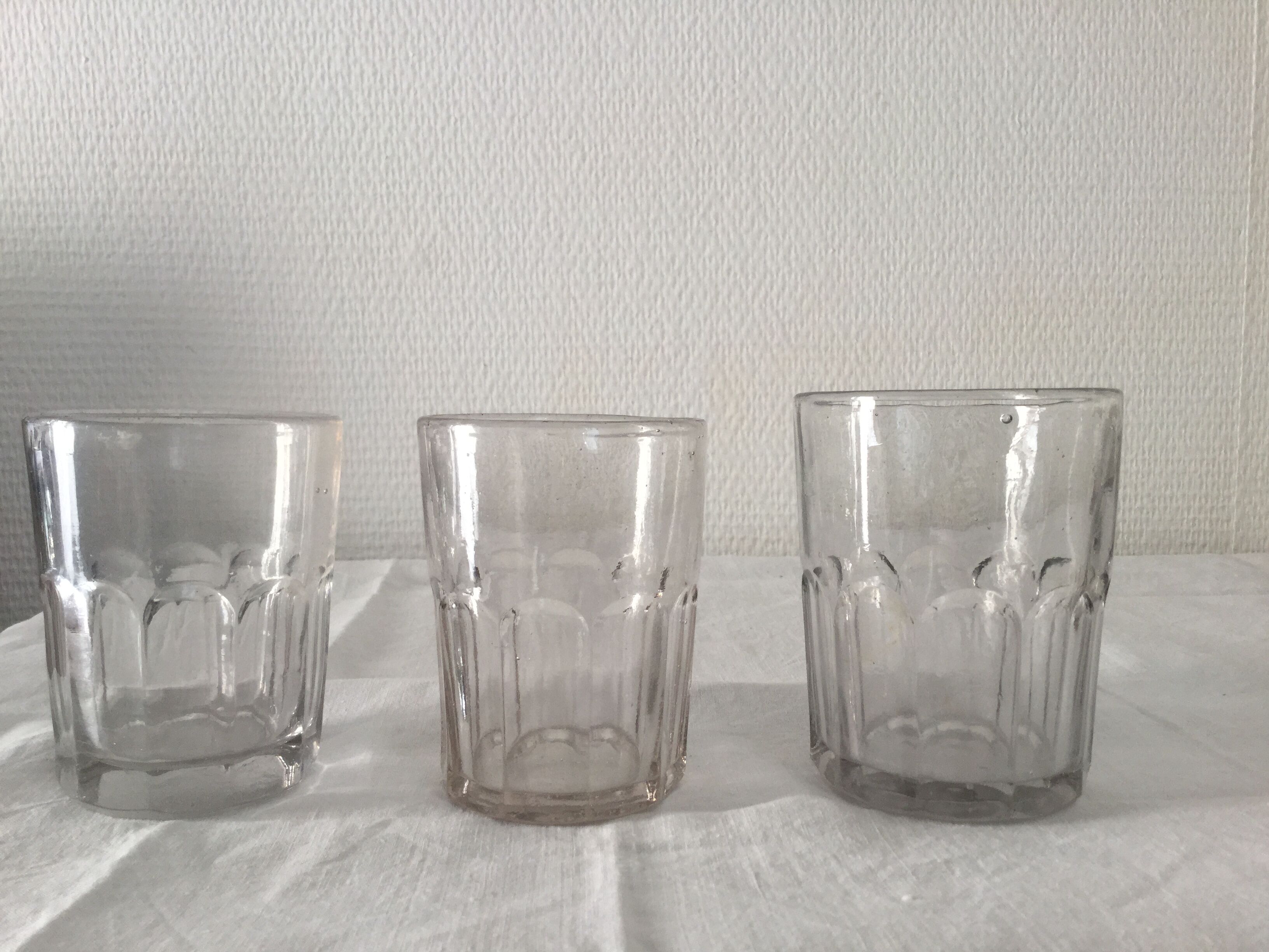 Old ribbed glasses without a foot