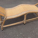 Bain de soleil, chaise longue en rotin