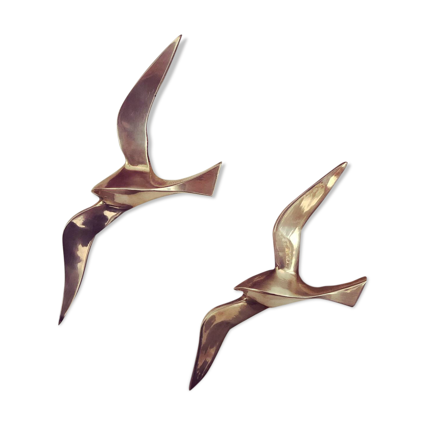 Duo de hirondelles ou mouettes en laiton vintage