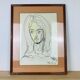 Portrait painting of woman drawing 70s