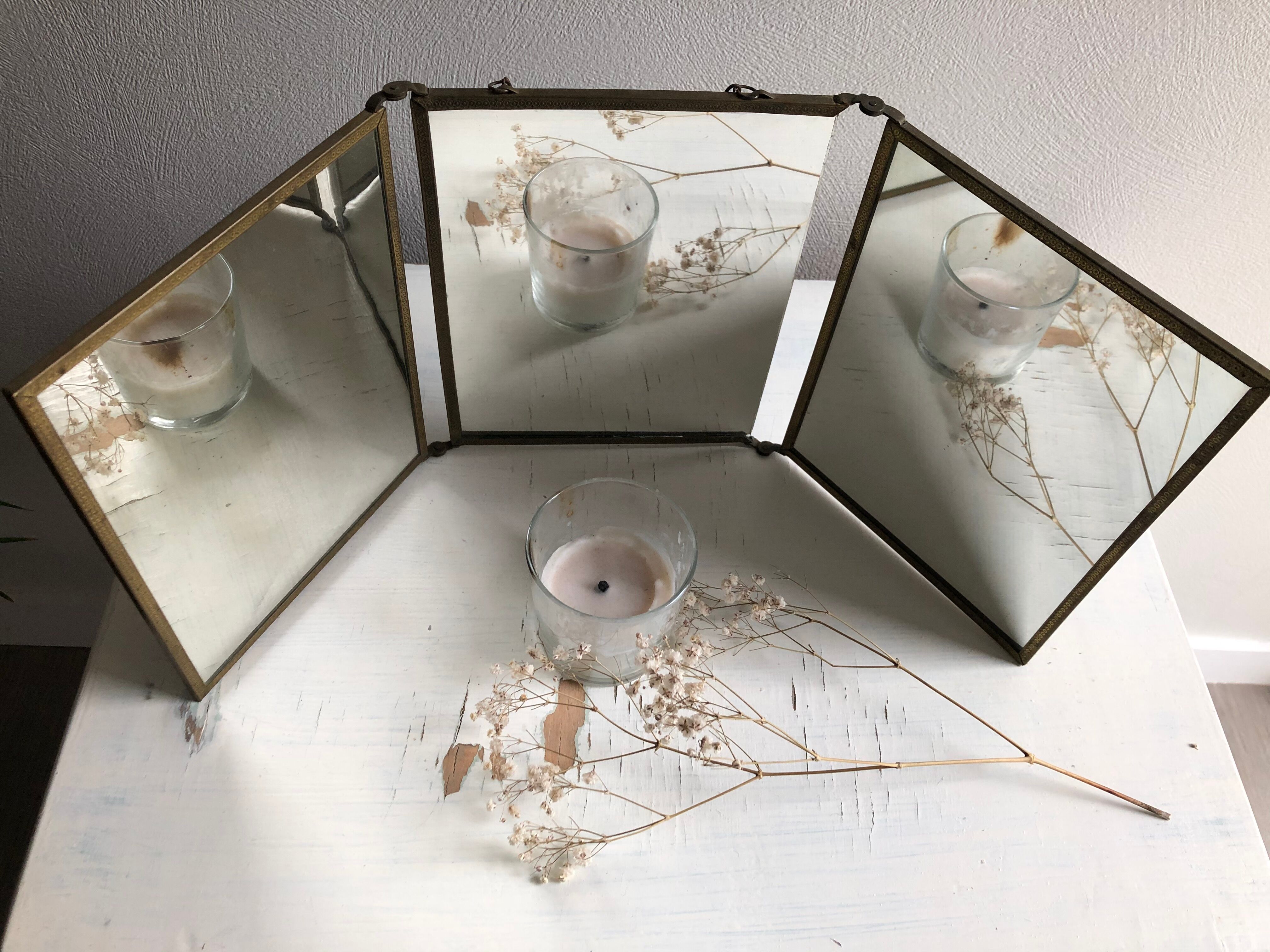 Miroir de barbier triptyque 53 x 22 cm