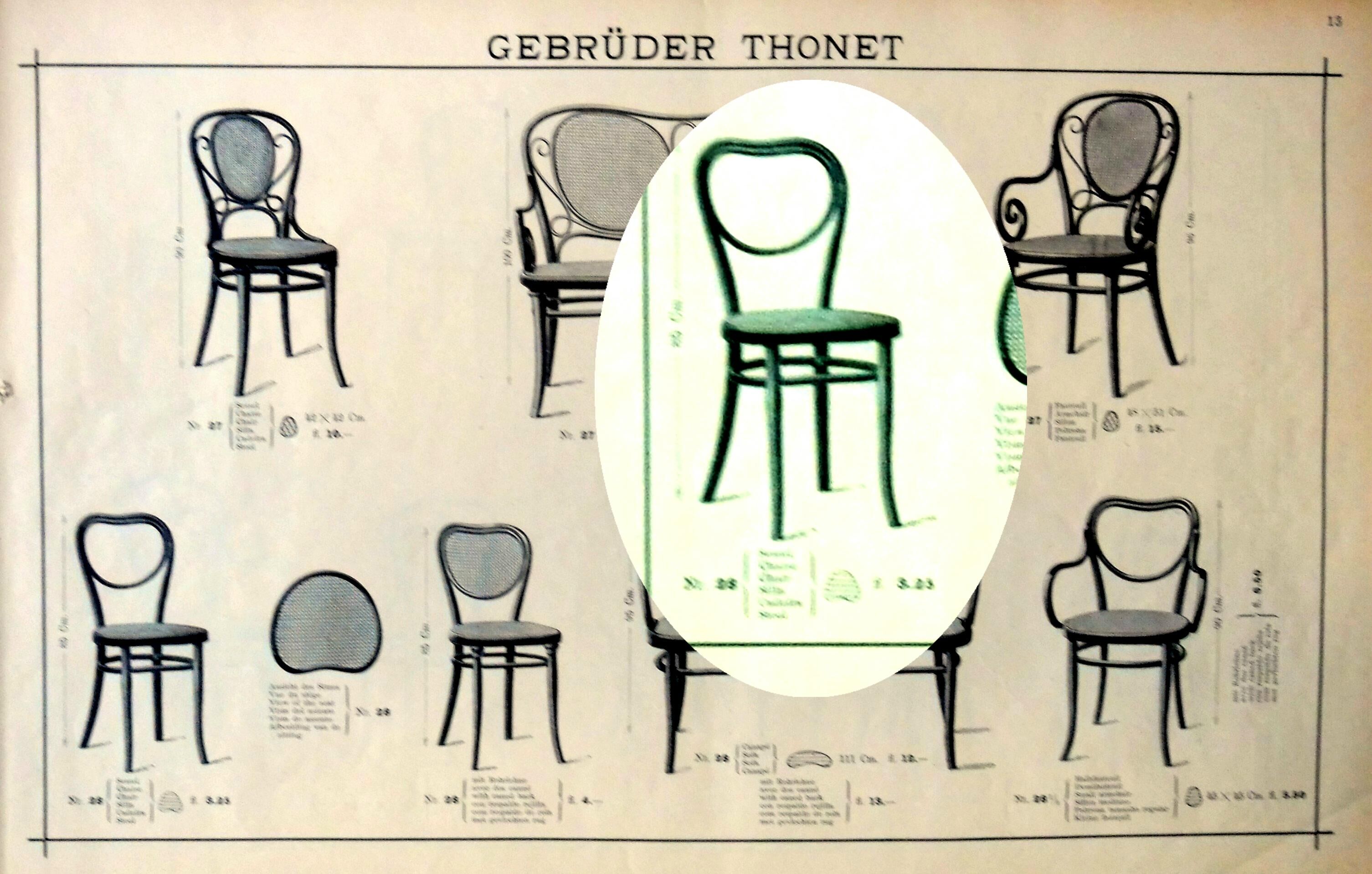 Chaises Thonet n°28 de 1900 cannées " cœur"