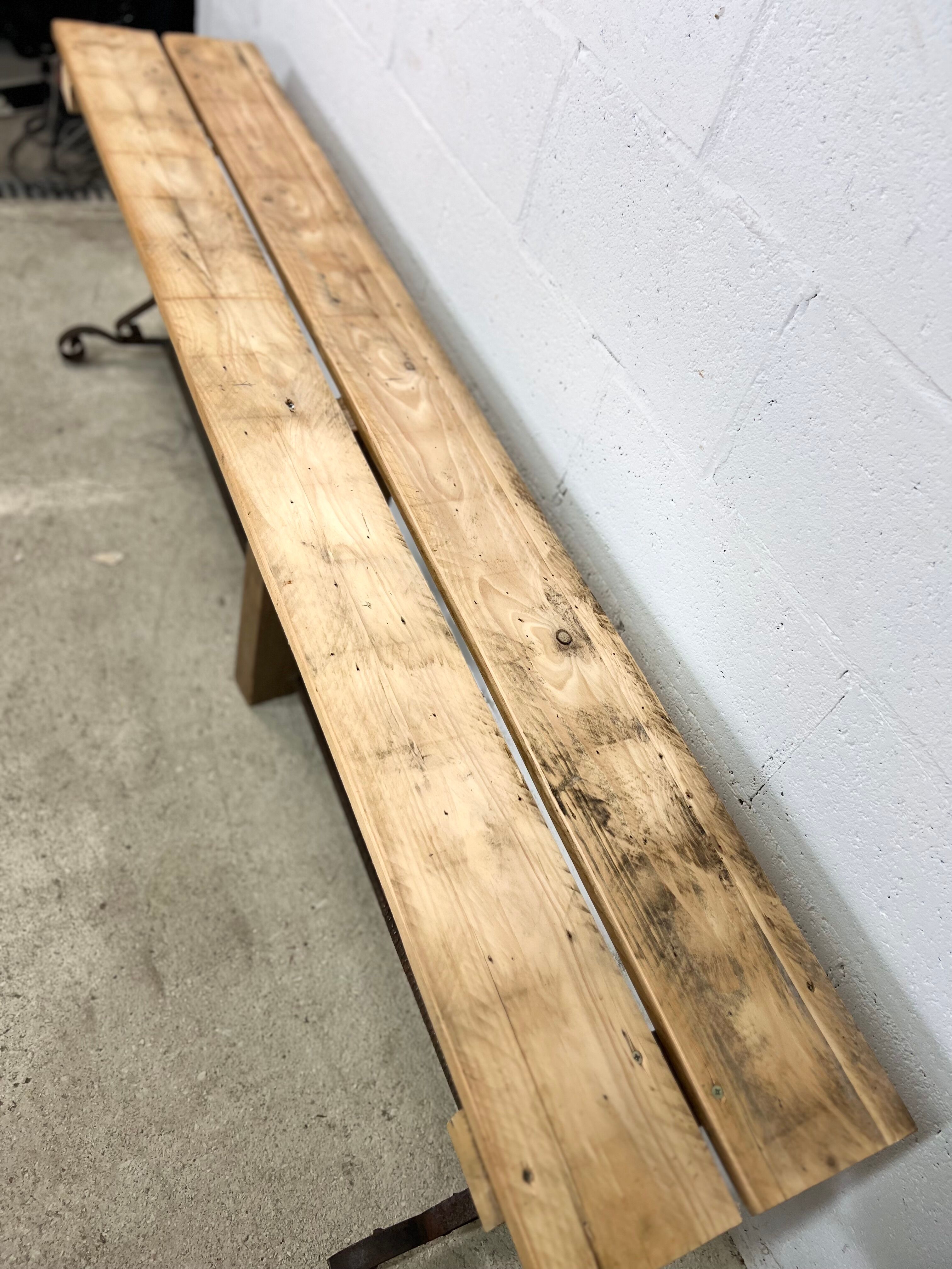 Bench with rustic base