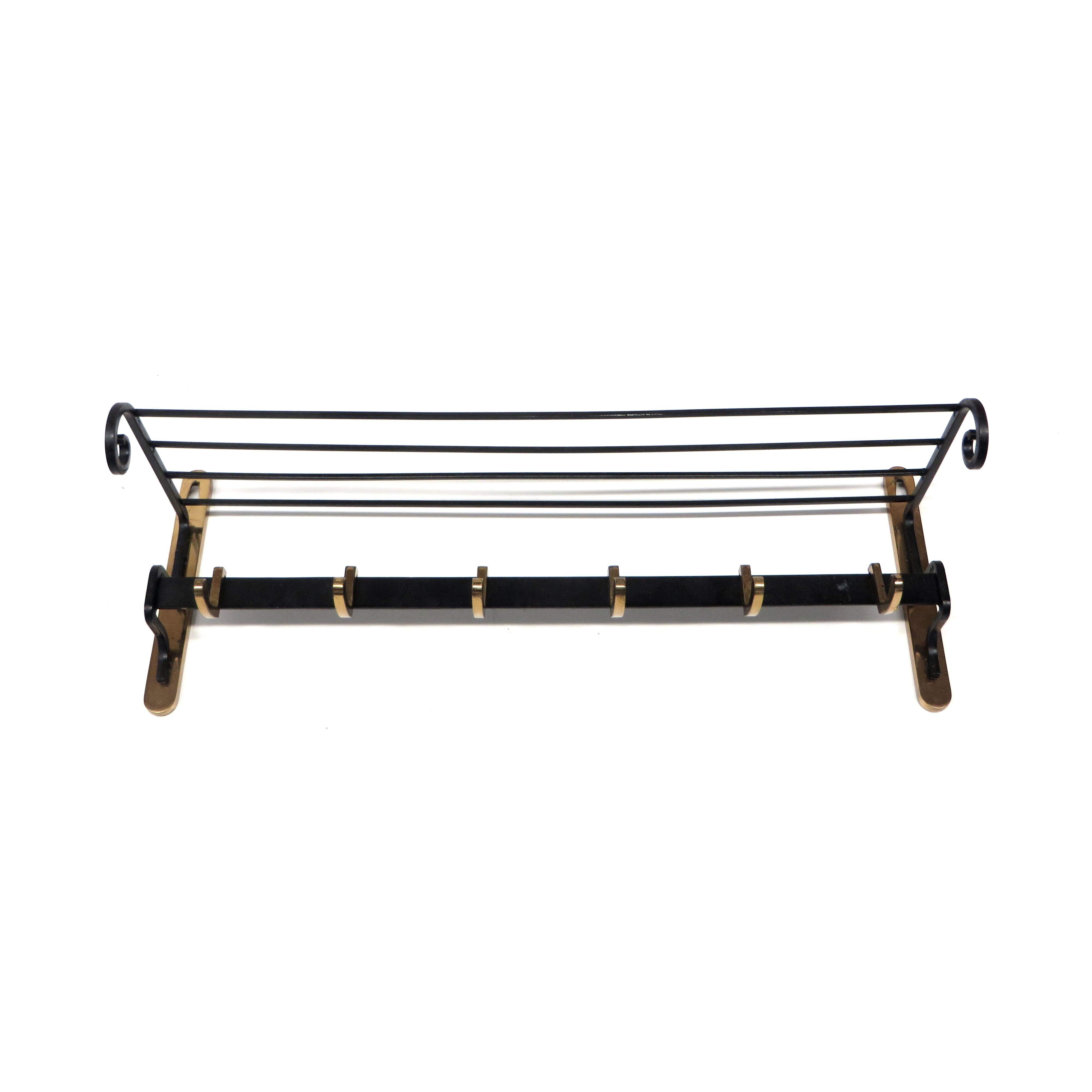 Vintage brass and black coat rack