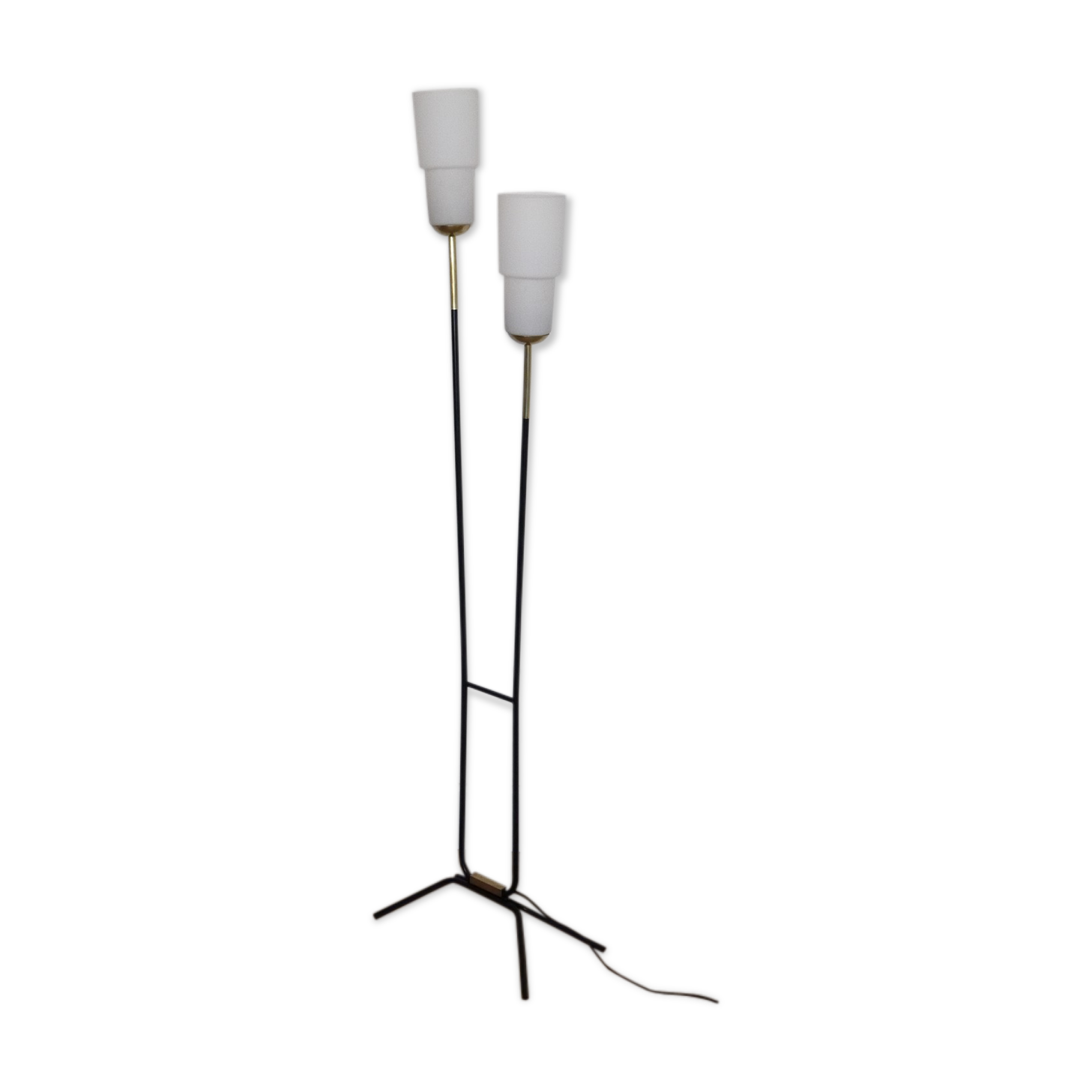 Floor lamp 1950 in brass metal and opaline