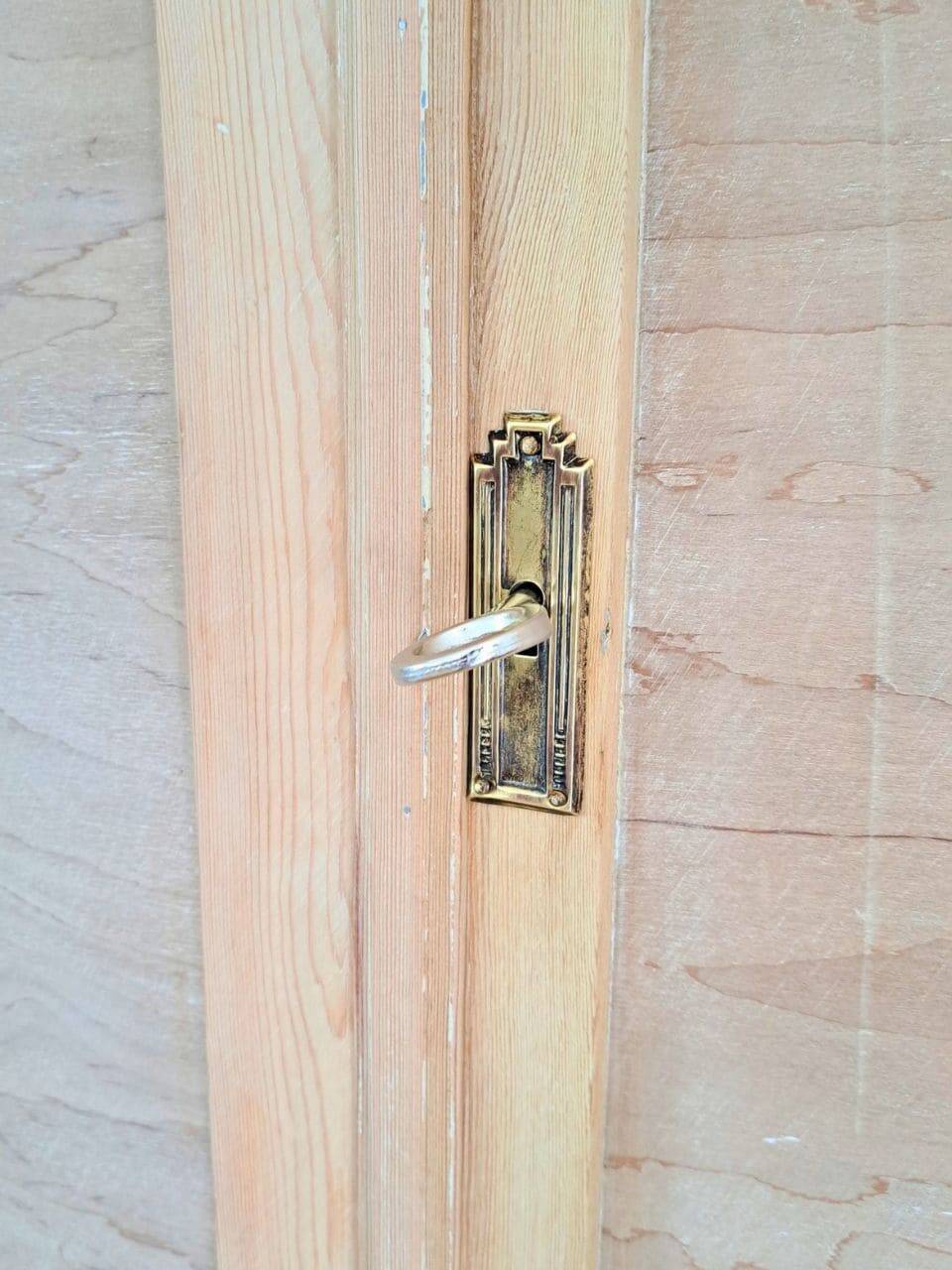 Parisian Art Deco wardrobe in stripped natural wood – floral patterns