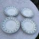 Set of 4 vintage deep plates in earthenware - Green floral pattern