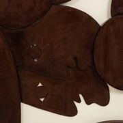 Relief panel "The Twins" in patinated wood. Contemporary.