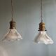 Pair of Holophane wall lamps in grooved glass, 1920s-30s
