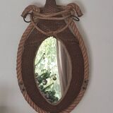 Vintage rope mirror, attributed to Adrien Audoux and Frida Minet, 1950s design.