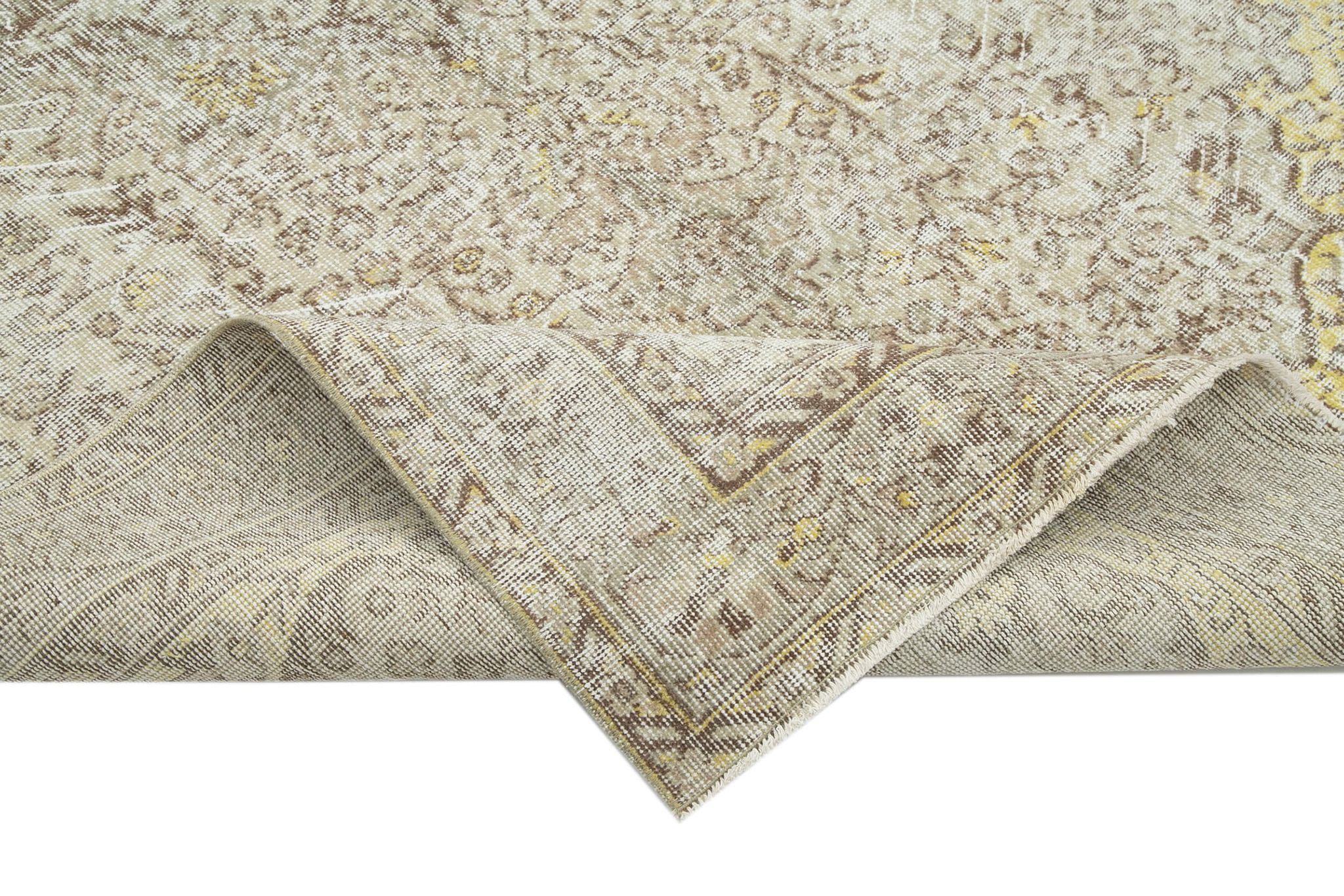 Handwoven antique anatolian beige rug 166 cm x 269 cm