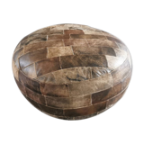 Vintage 70s leather pouf