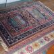 Vintage Iranian Kenareh rug from the 1980s. Handcrafted.