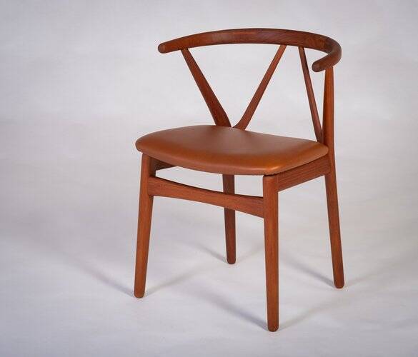 Dining Chair Model 255 Mid-Century in Teak and Leather by Henning Kjærnulf for Bruno Hansen, Denmark, 1960s