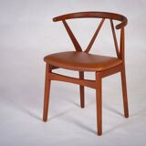 Dining Chair Model 255 Mid-Century in Teak and Leather by Henning Kjærnulf for Bruno Hansen, Denmark, 1960s