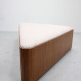 Vintage triangular plywood with boucle-fabric sit element / Ottoman, 1970s