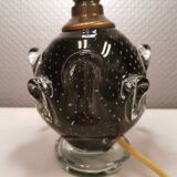 Table lamp in translucent glass with black inlaid glass.