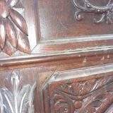 Trumeau mirror beveled in carved oak 104x144cm