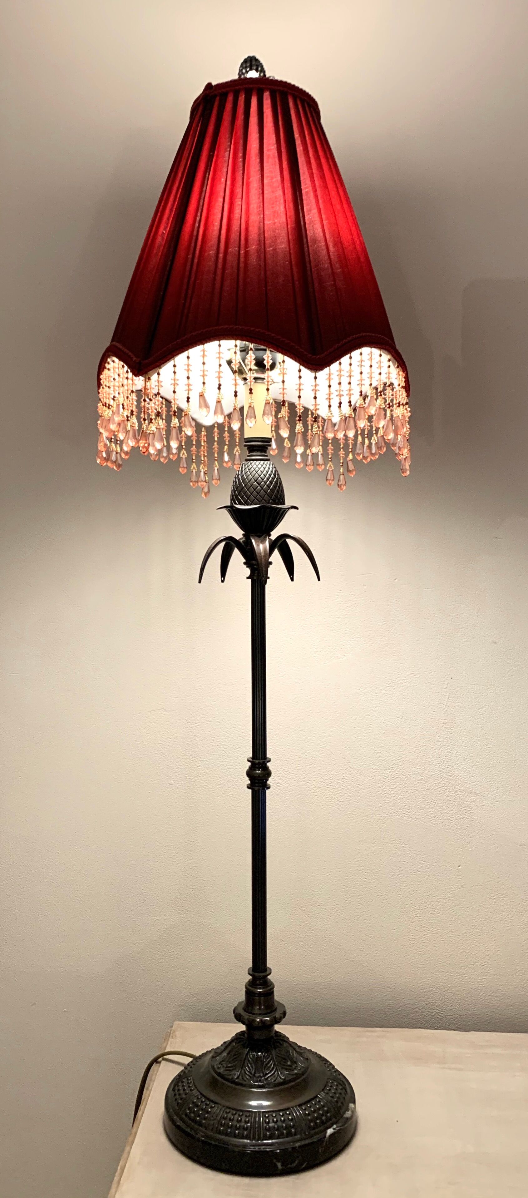 Bronze and marble pineapple lamp