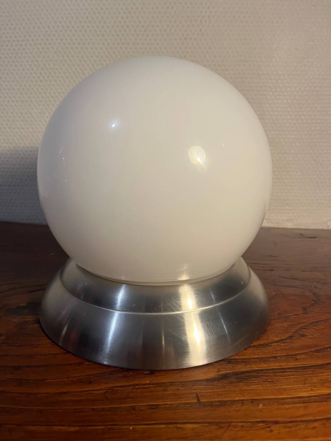 Round opal globe wall light with aluminum fixing