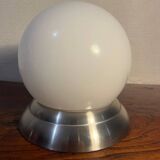 Round opal globe wall light with aluminum fixing