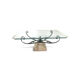 Octagonal Glass Dining Table with Travertine Base and Metal Frame