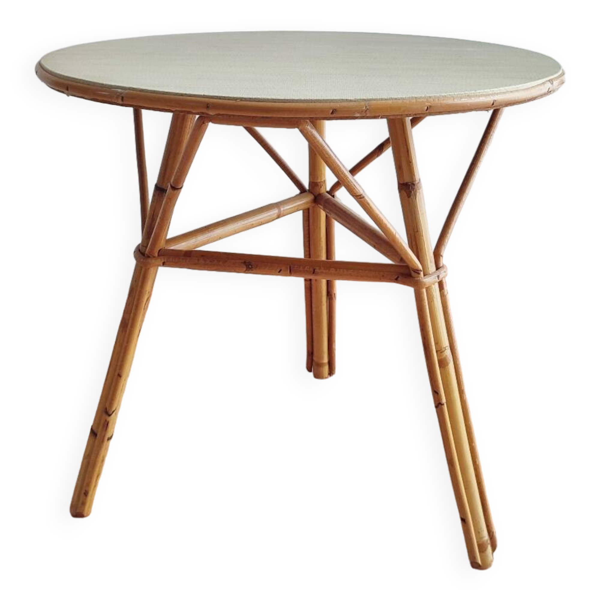 Vintage Rattan Round Table 60'