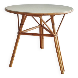 Vintage Rattan Round Table 60'
