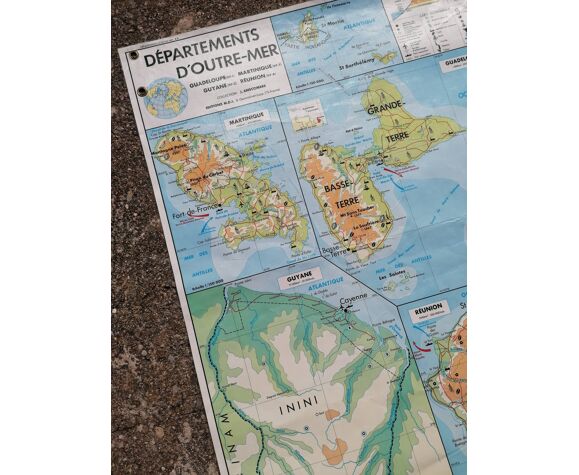 Old MDI map of the French overseas departments and territories - DOM-TOM |  Selency