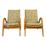 Pair of vintage lounge chairs by Jan Vaněk, removable cushions, 1940s