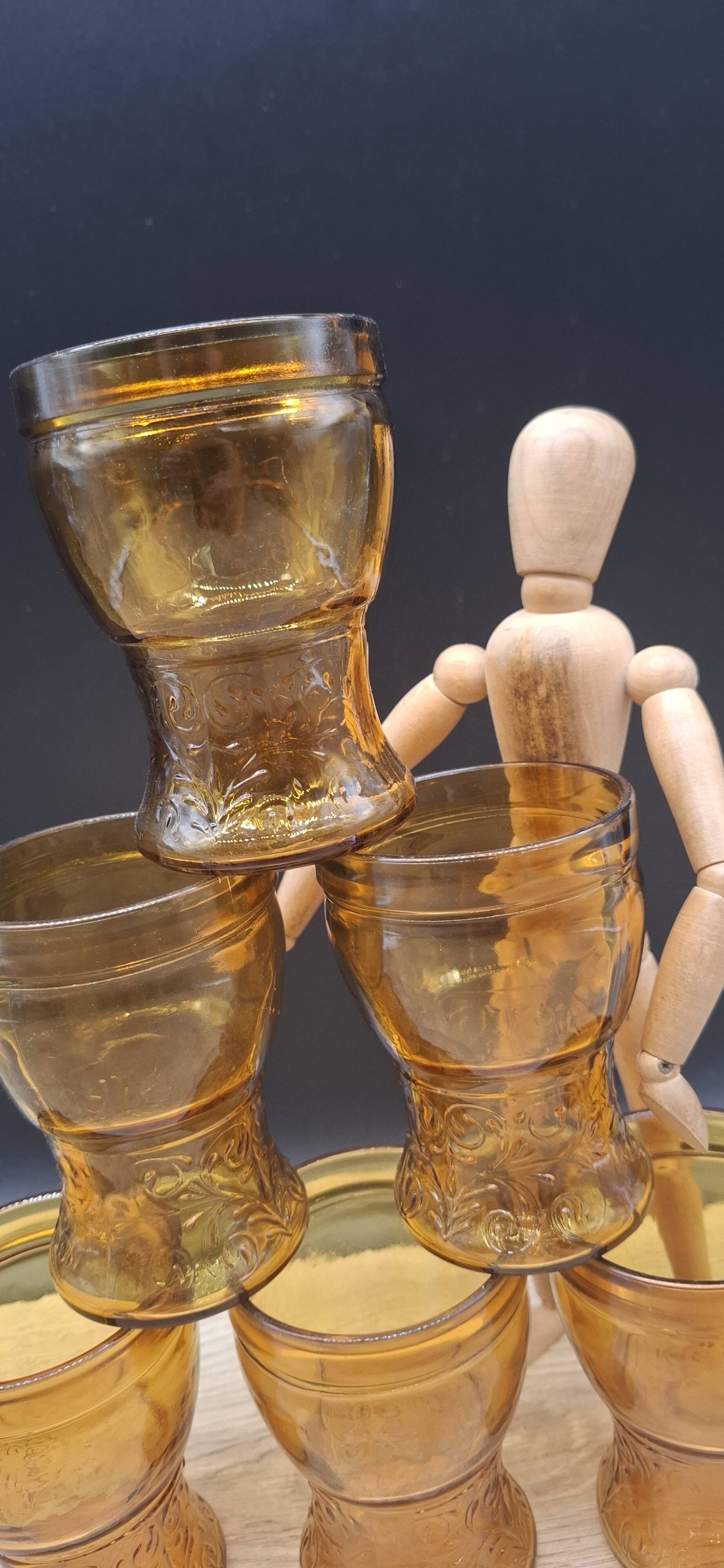 Set of 6 Italian amber glasses