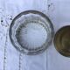 Glass cookie jar engraved metal frame brass